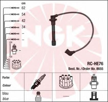 8655 NGK fios de alta voltagem, kit