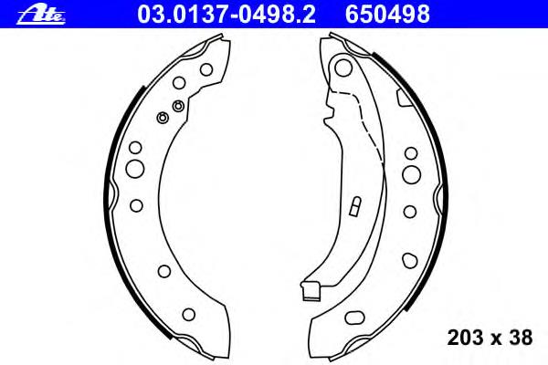 03.0137-0498.2 ATE sapatas do freio traseiras de tambor