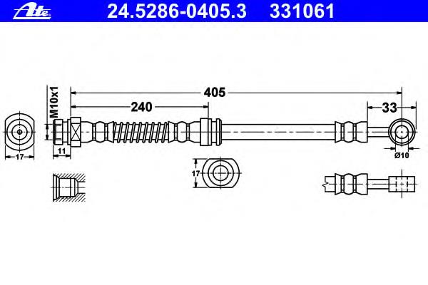 24.5286-0405.3 ATE mangueira do freio dianteira esquerda