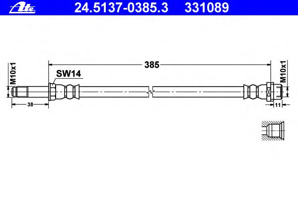 24.5137-0385.3 ATE mangueira do freio dianteira