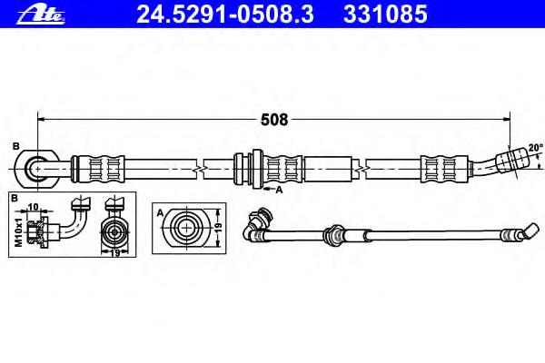 24.5291-0508.3 ATE mangueira do freio dianteira esquerda