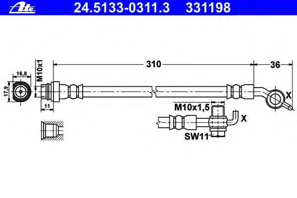 24513303113 ATE mangueira do freio traseira