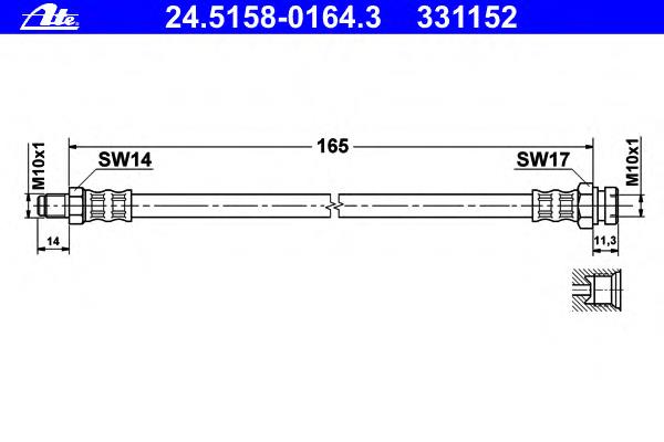 Mangueira do freio dianteira Mitsubishi Galant 7 E5A, E7A, E8A