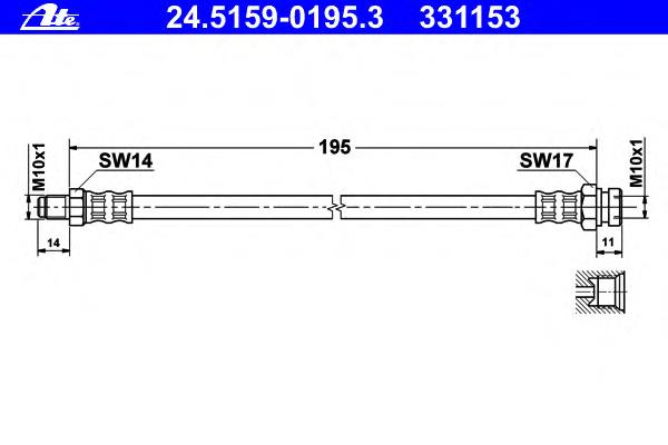 24.5159-0195.3 ATE mangueira do freio dianteira