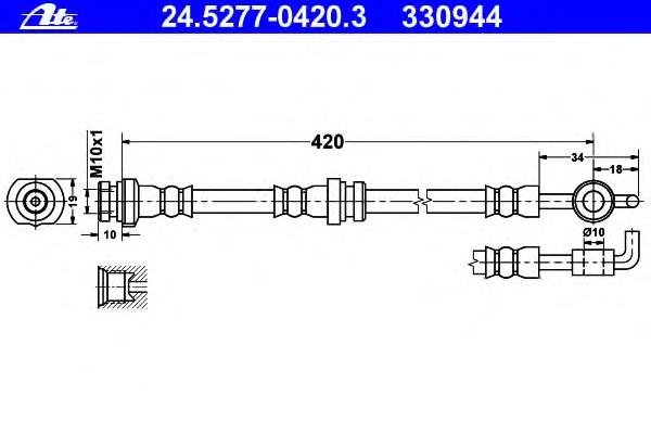 24.5277-0420.3 ATE mangueira do freio dianteira
