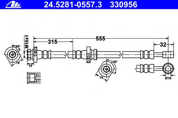 Mangueira do freio traseira direita T56190 Brembo