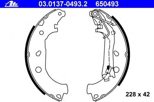 03.0137-0493.2 ATE sapatas do freio traseiras de tambor