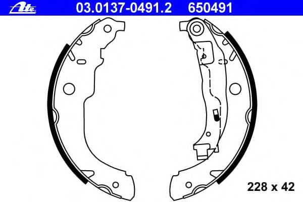 03.0137-0491.2 ATE sapatas do freio traseiras de tambor