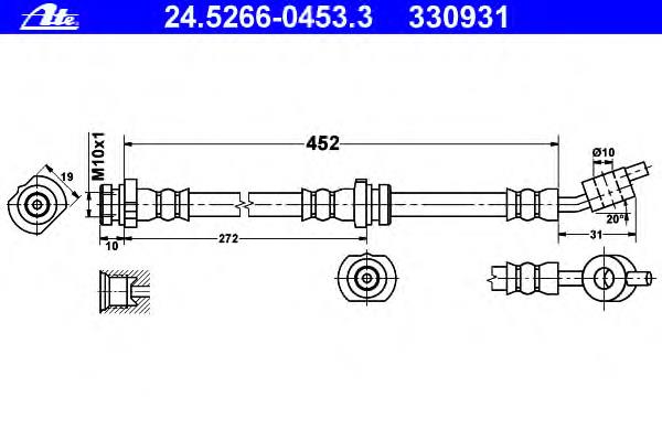 24.5266-0453.3 ATE mangueira do freio dianteira esquerda