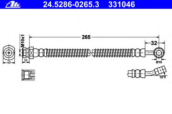 24.5286-0265.3 ATE mangueira do freio dianteira