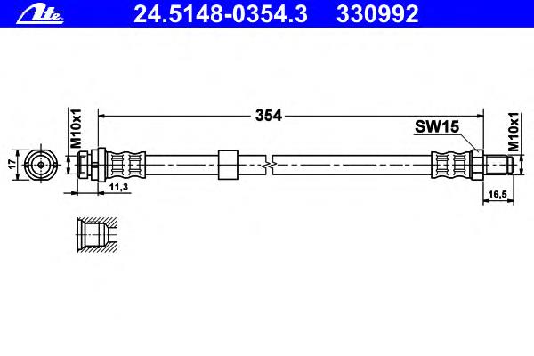 24.5148-0354.3 ATE mangueira do freio traseira