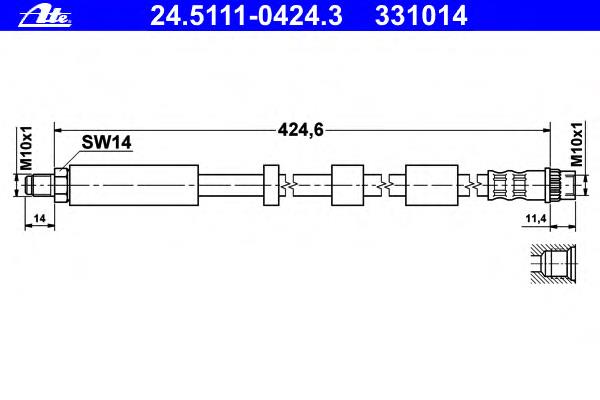 24.5111-0424.3 ATE mangueira do freio dianteira