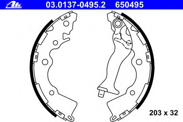 03.0137-0495.2 ATE sapatas do freio traseiras de tambor