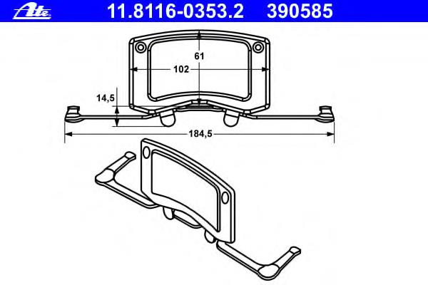 11.8116-0353.2 ATE kit de reparação de suporte do freio dianteiro