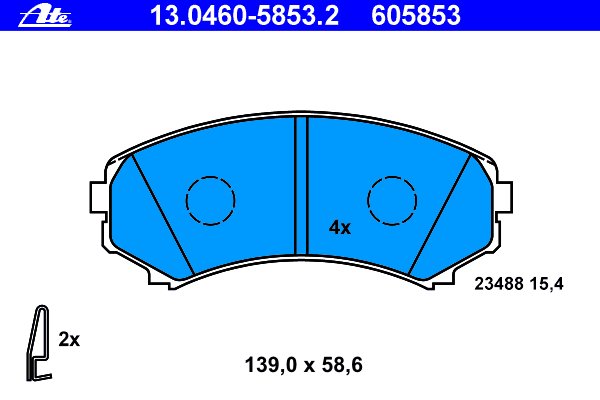 13046058532 ATE sapatas do freio dianteiras de disco