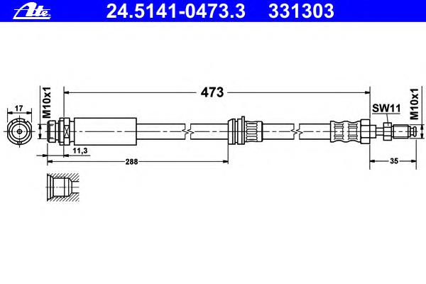 Mangueira do freio dianteira Mazda 2 1 DY