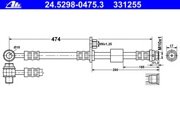 24.5298-0475.3 ATE mangueira do freio dianteira