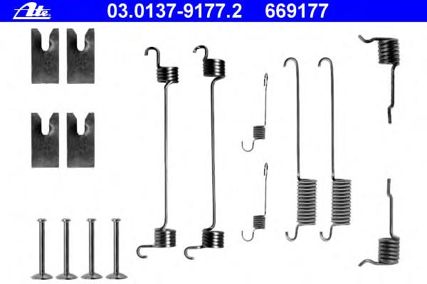 03.0137-9177.2 ATE kit de montagem das sapatas traseiras de tambor