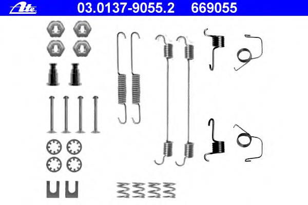 03.0137-9055.2 ATE kit de montagem das sapatas traseiras de tambor