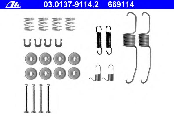 03.0137-9114.2 ATE kit de montagem das sapatas traseiras de tambor