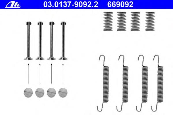 03.0137-9092.2 ATE kit de montagem das sapatas traseiras de tambor