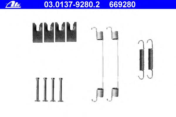 03.0137-9280.2 ATE kit de montagem das sapatas traseiras de tambor