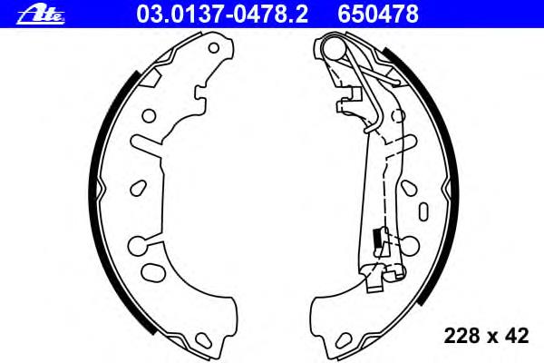 03.0137-0478.2 ATE sapatas do freio traseiras de tambor