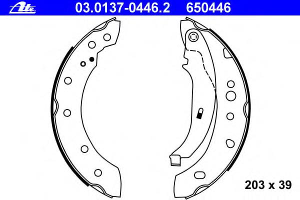 03.0137-0446.2 ATE sapatas do freio traseiras de tambor