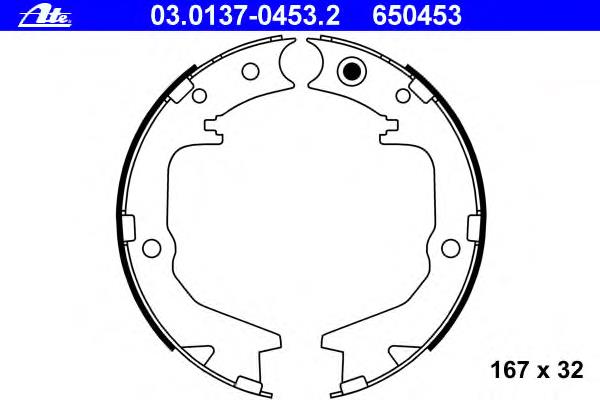 03.0137-0453.2 ATE sapatas do freio traseiras de tambor