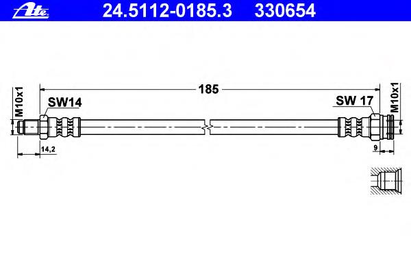 24.5112-0185.3 ATE mangueira do freio traseira