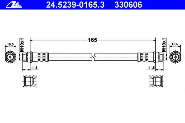 24.5239-0165.3 ATE mangueira do freio traseira