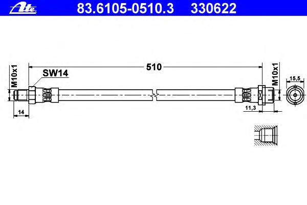 83610505103 ATE mangueira do freio traseira
