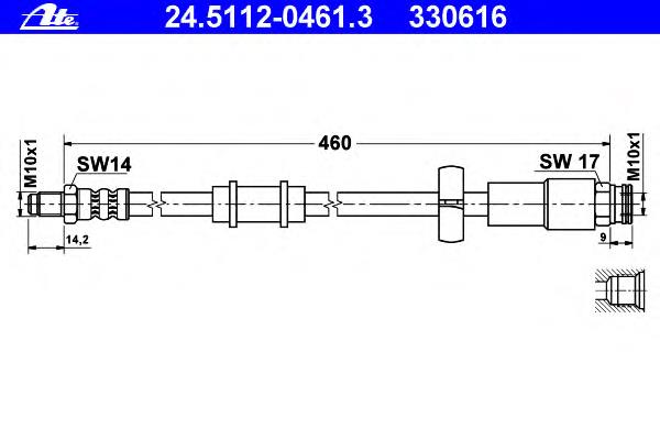 24.5112-0461.3 ATE mangueira do freio dianteira