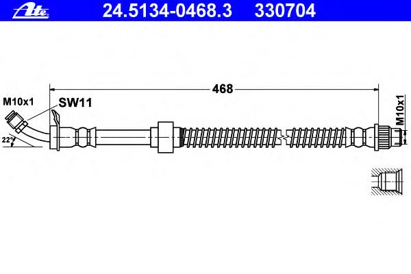24.5134-0468.3 ATE mangueira do freio dianteira