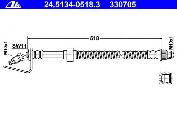 24.5134-0518.3 ATE mangueira do freio dianteira
