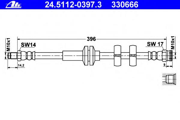 24.5112-0397.3 ATE mangueira do freio dianteira