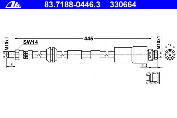 83.7188-0446.3 ATE mangueira do freio dianteira
