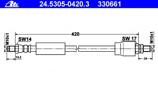 24.5305-0420.3 ATE mangueira do freio traseira