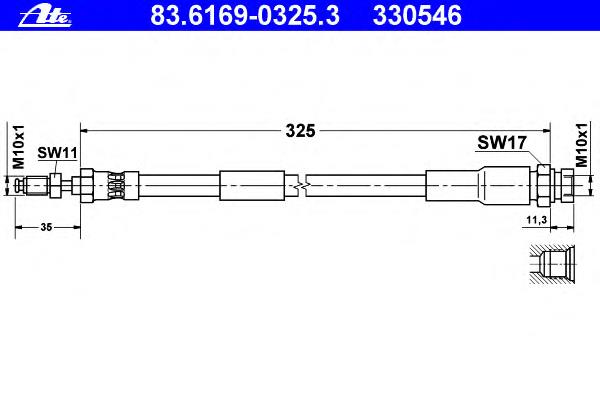 83.6169-0325.3 ATE mangueira do freio traseira