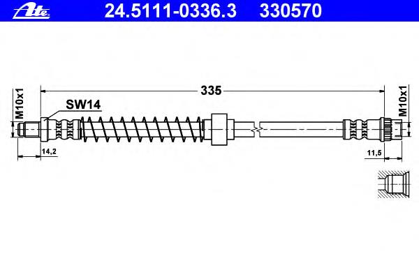 24.5111-0336.3 ATE mangueira do freio traseira