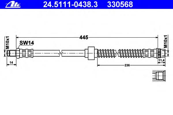 24.5111-0438.3 ATE mangueira do freio dianteira