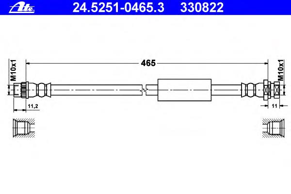 24.5251-0465.3 ATE mangueira do freio traseira direita