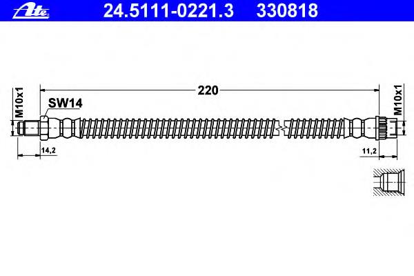24.5111-0221.3 ATE mangueira do freio traseira