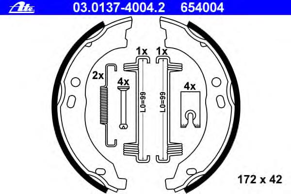 03.0137-4004.2 ATE sapatas do freio de estacionamento