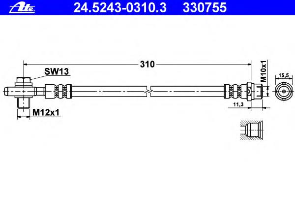 24.5243-0310.3 ATE mangueira do freio traseira