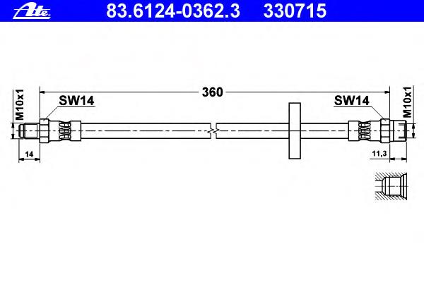 83.6124-0362.3 ATE mangueira de freio