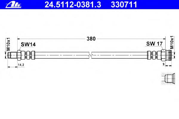 24.5112-0381.3 ATE mangueira do freio dianteira