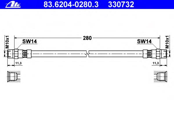 83.6204-0280.3 ATE mangueira do freio dianteira