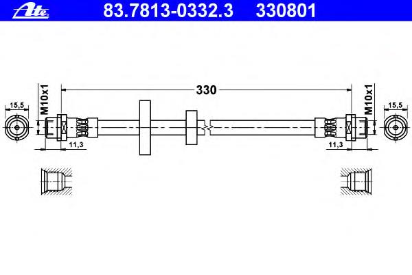 83.7813-0332.3 ATE mangueira do freio dianteira