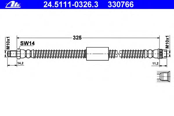 24.5111-0326.3 ATE mangueira do freio traseira